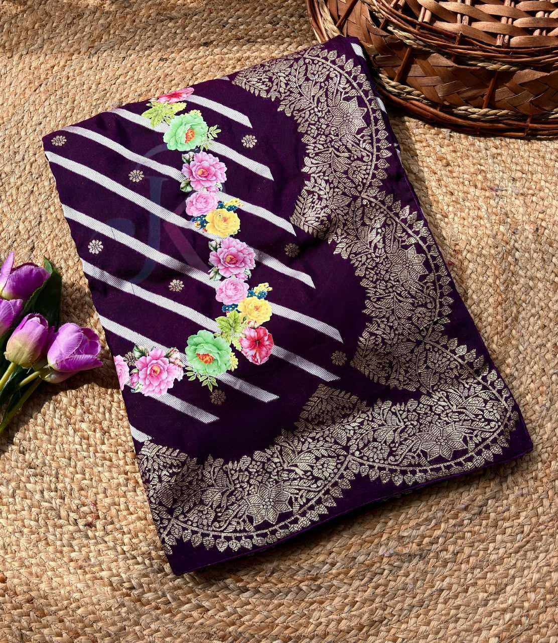 Soft Dola Designer Saree in Violet