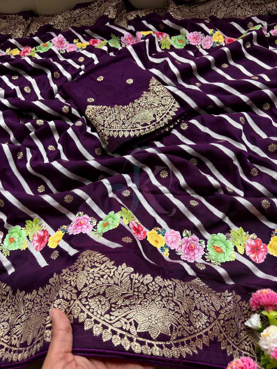 Soft Dola Designer Saree in Violet