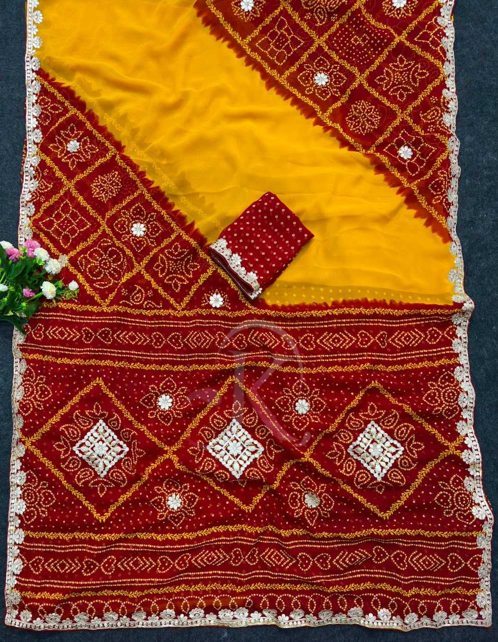 Georgette Fancy Saree in Red