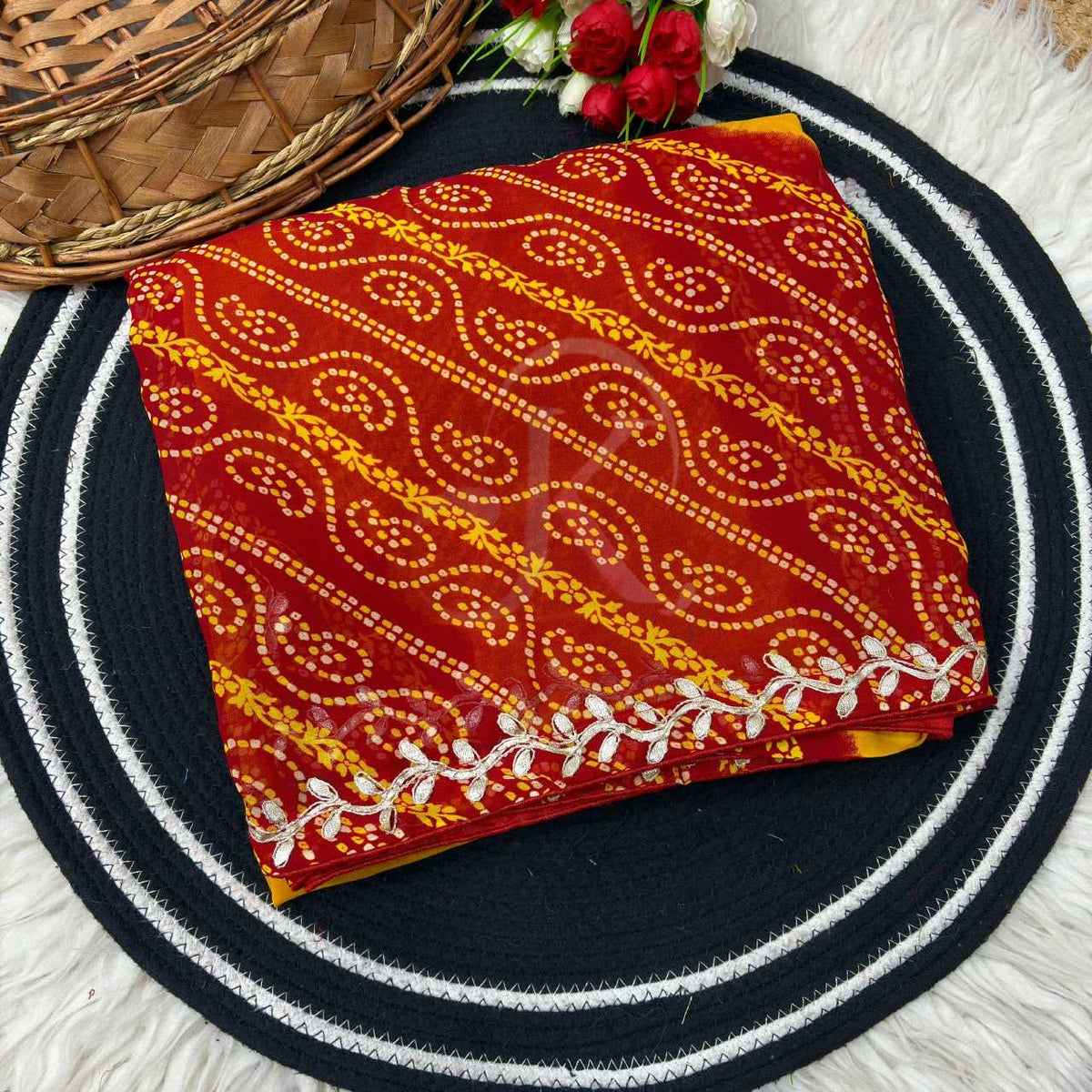 Georgette Saree in Orange
