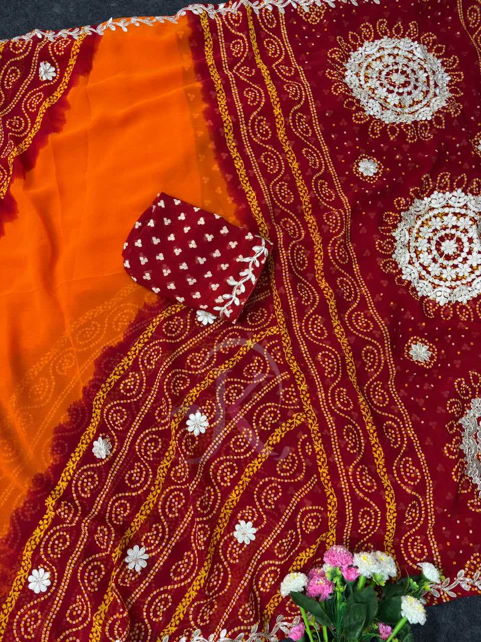 Georgette Saree in Orange