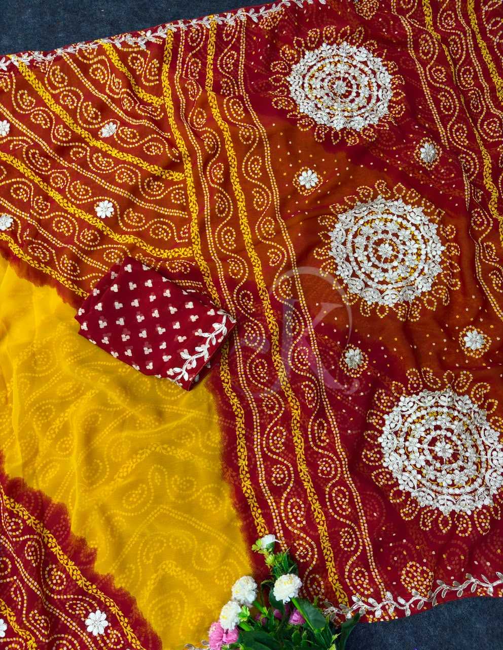 Georgette Saree in Orange