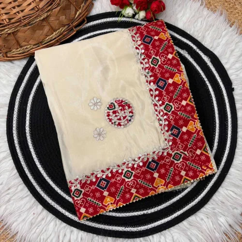 Fancy Designer Saree in Off White