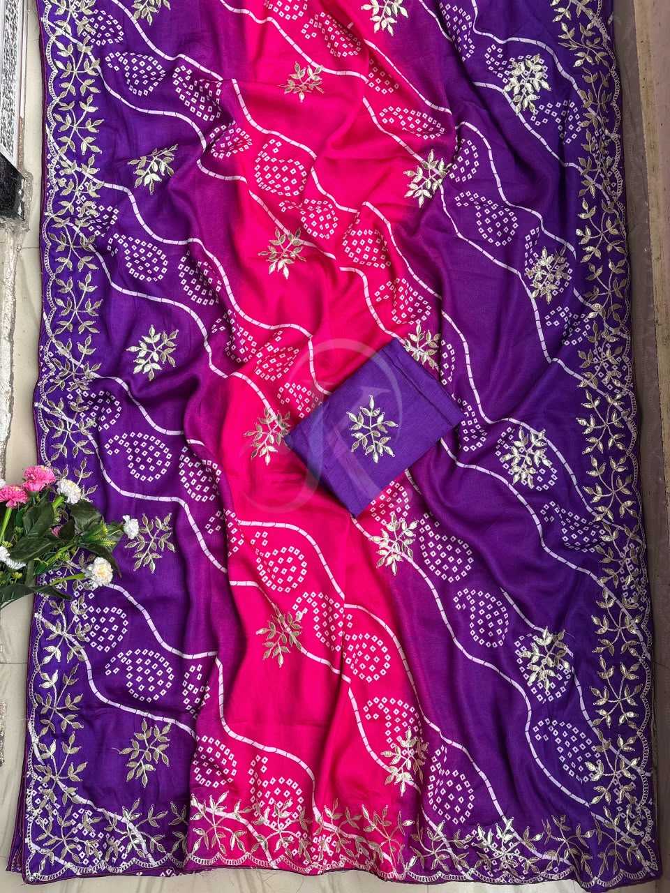 Chinon Silk Soft Saree in Purple