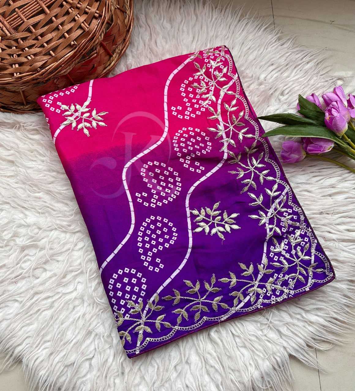 Chinon Silk Soft Saree in Purple