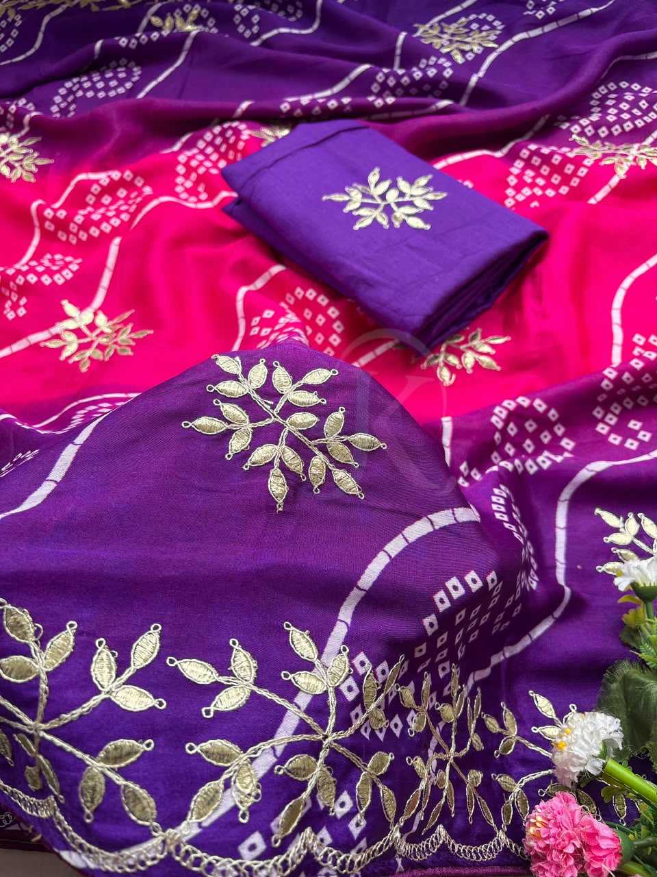 Chinon Silk Soft Saree in Purple