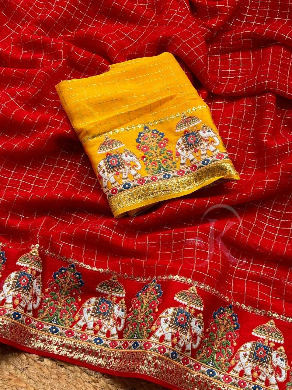 Satin Mirror Work Saree