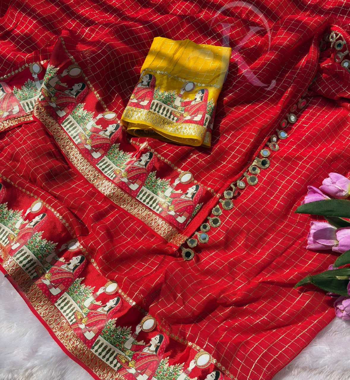 Satin Zari Border Saree