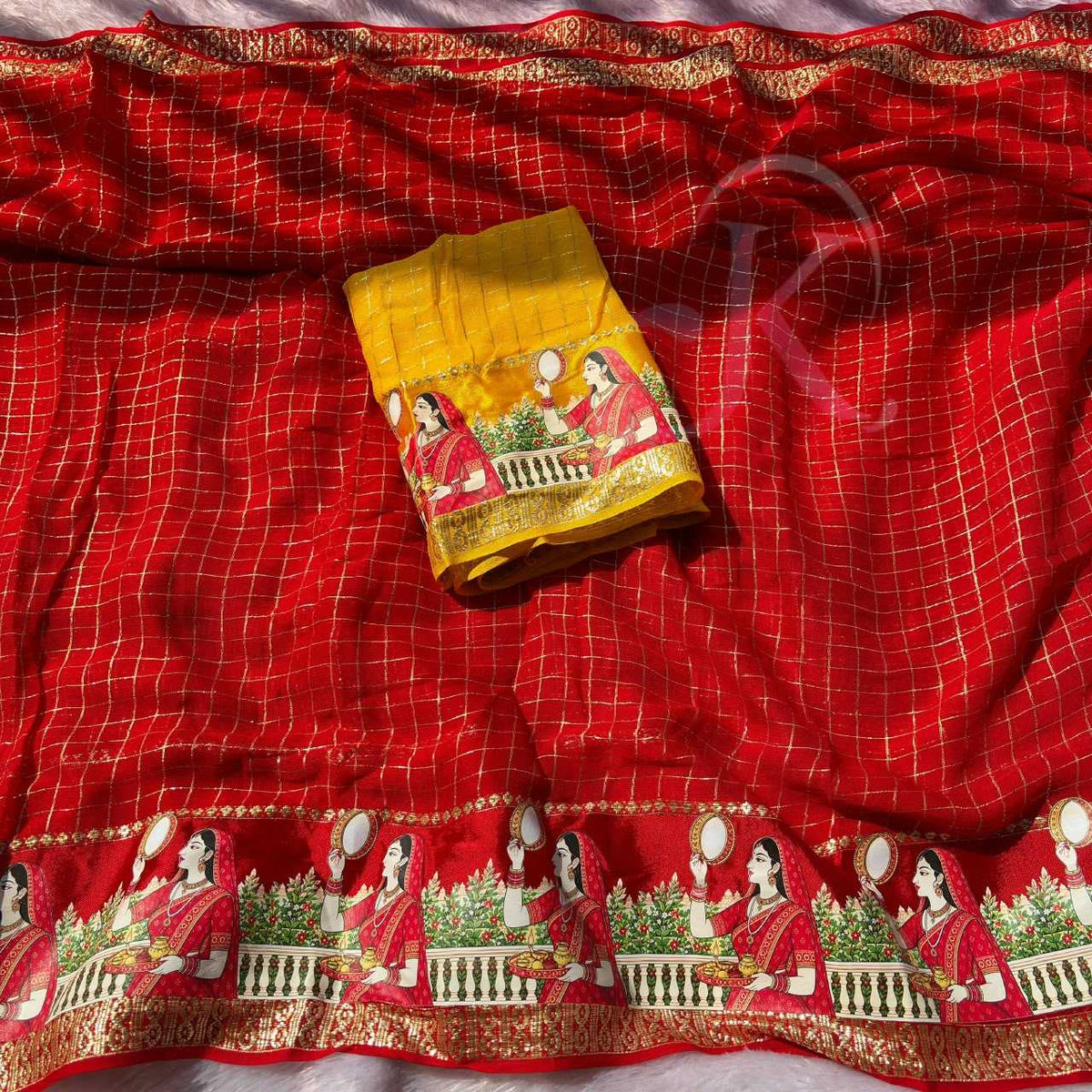 Satin Zari Border Saree