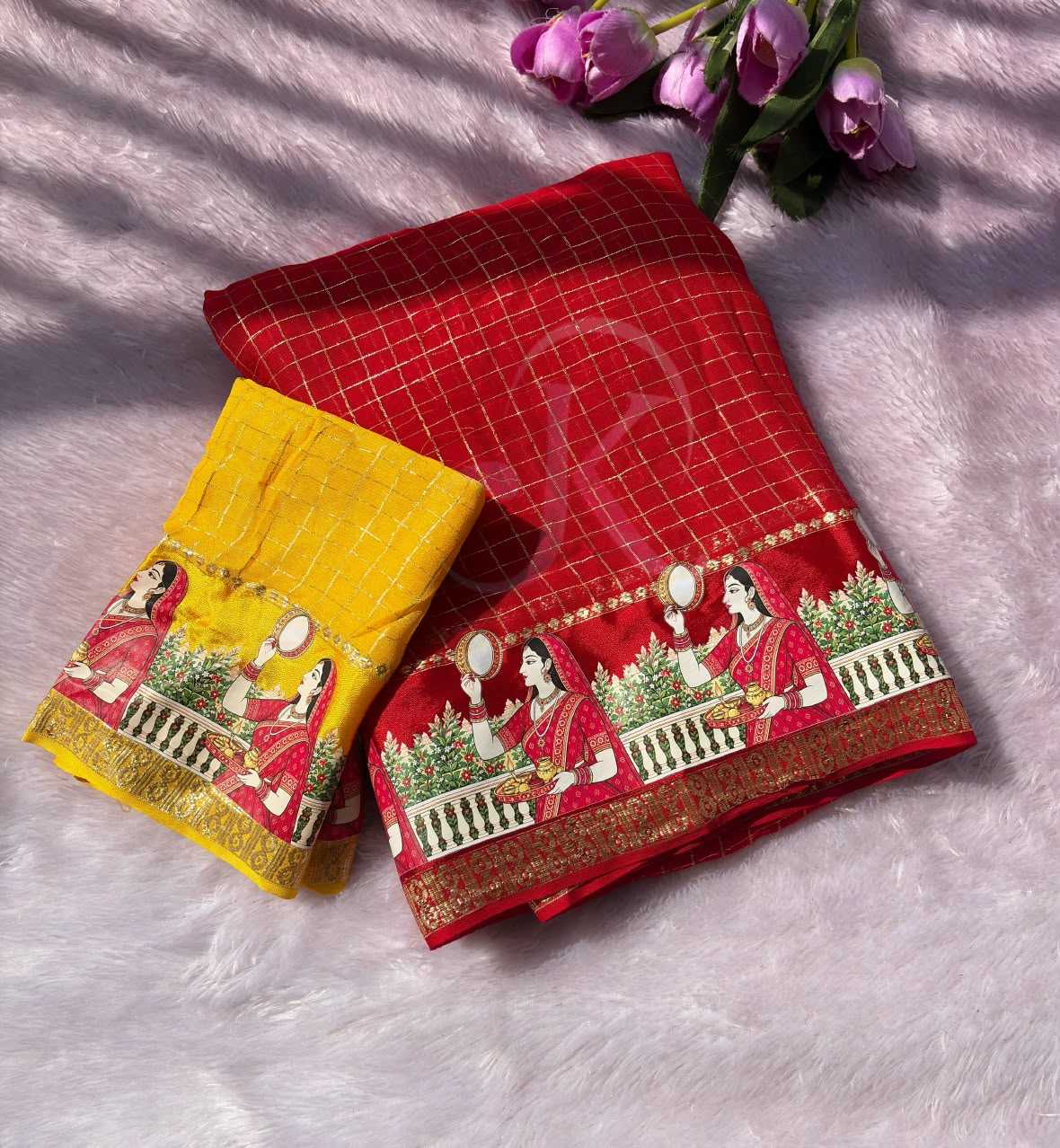 Viscose Mirror Work Saree