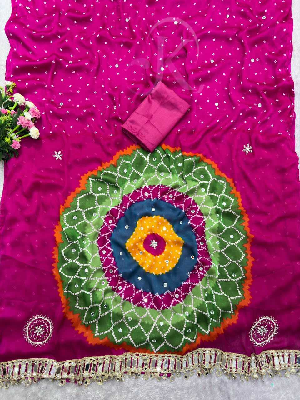 Chinon Designer Saree in Yellow