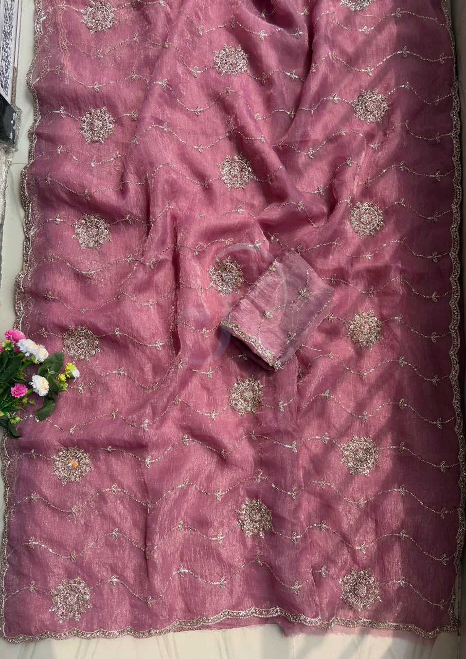 Chiffon Sequence Saree in Lavender Purple