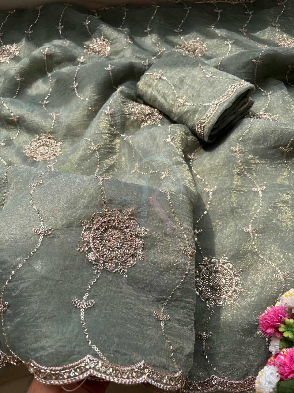 Chiffon Sequence Saree in Lavender Purple
