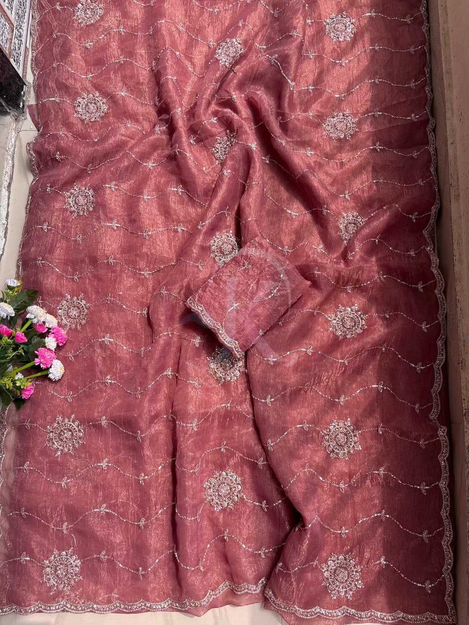 Chiffon Sequence Saree in Lavender Purple