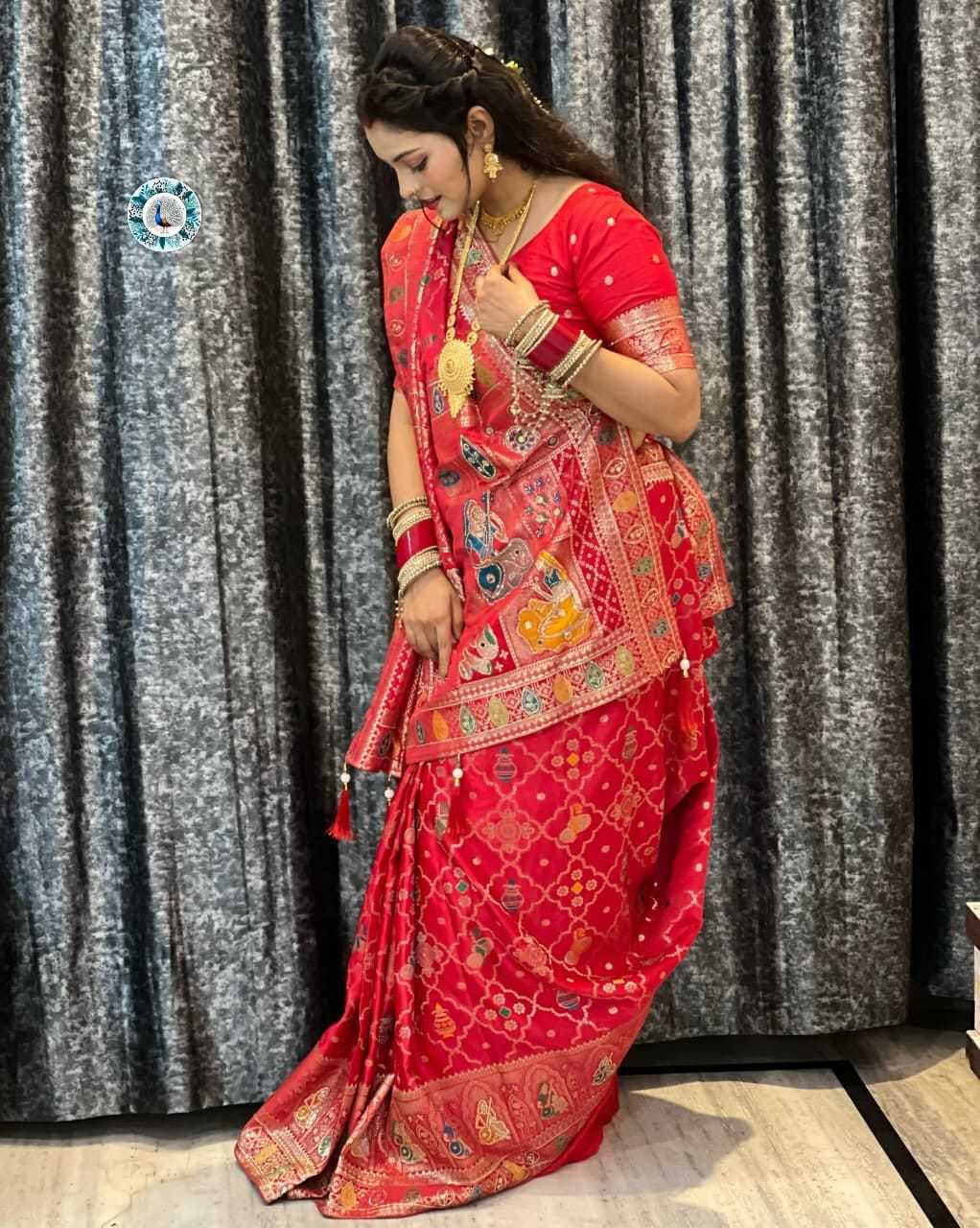 Soft Dola Designer Saree in Red
