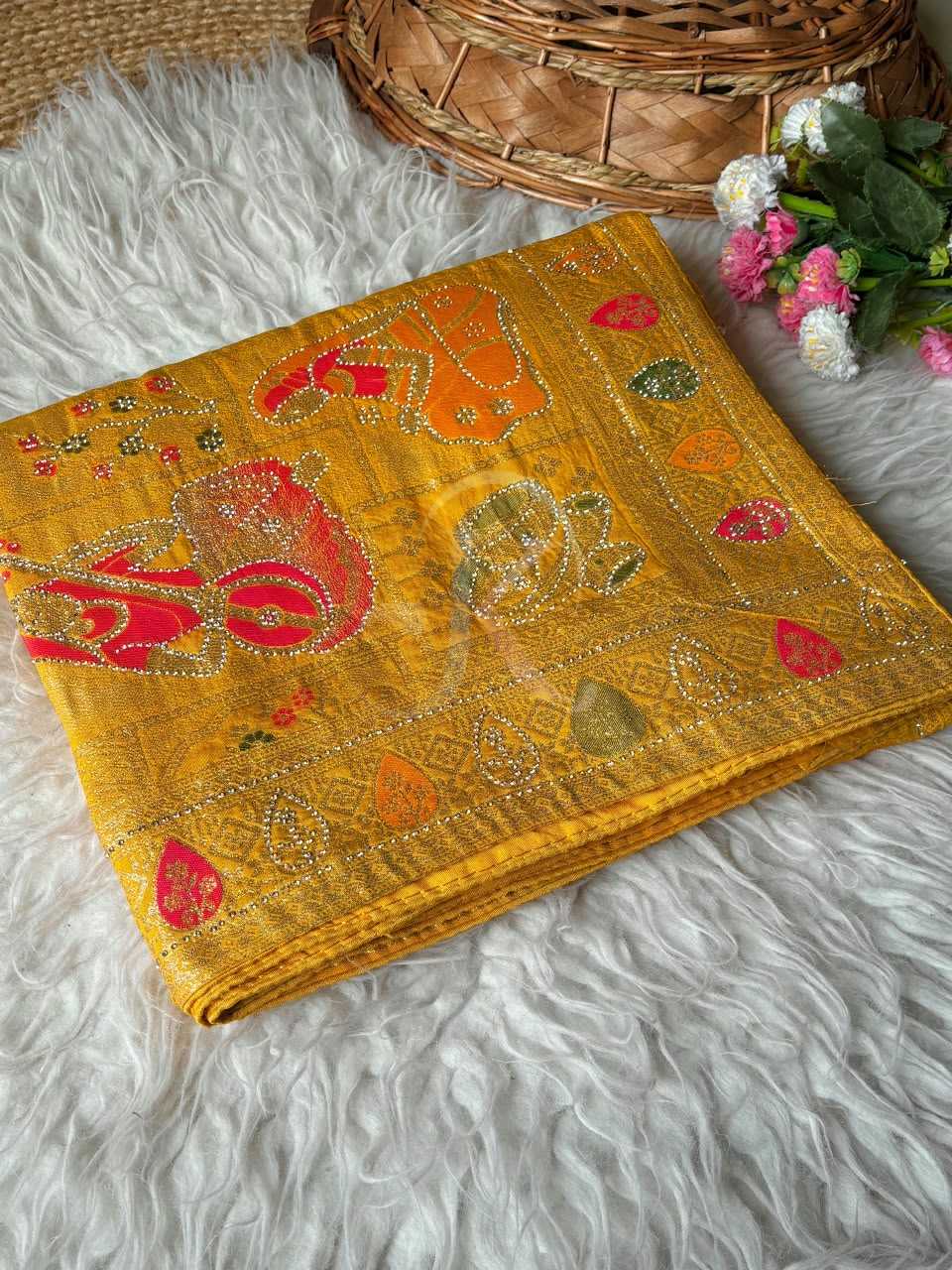 Soft Dola Designer Saree in Red
