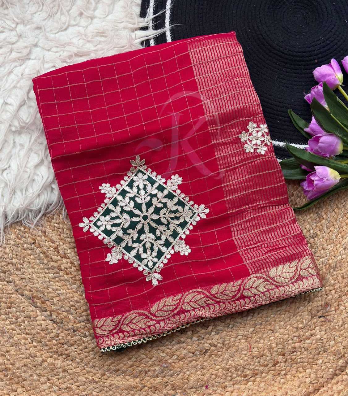 Premium Georgette Designer Saree in Hot Pink