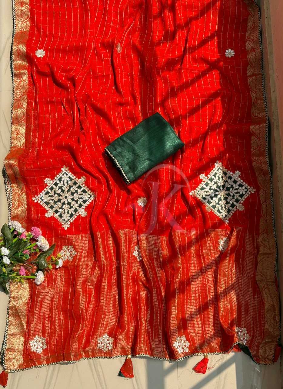 Premium Georgette Designer Saree in Hot Pink