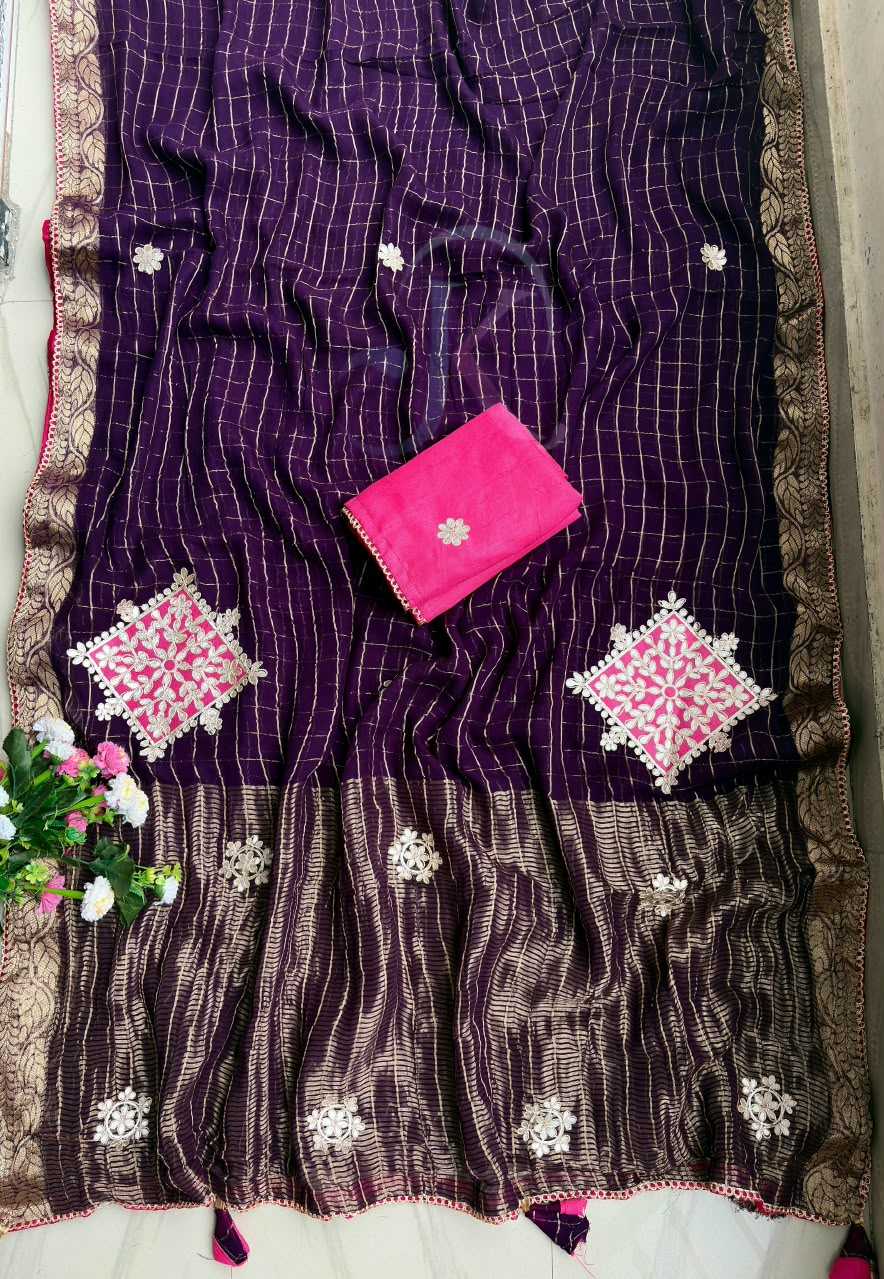 Premium Georgette Designer Saree in Hot Pink
