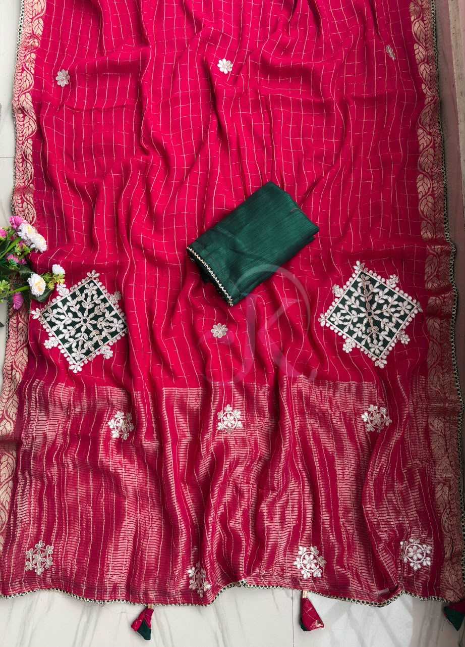 Premium Georgette Designer Saree in Hot Pink