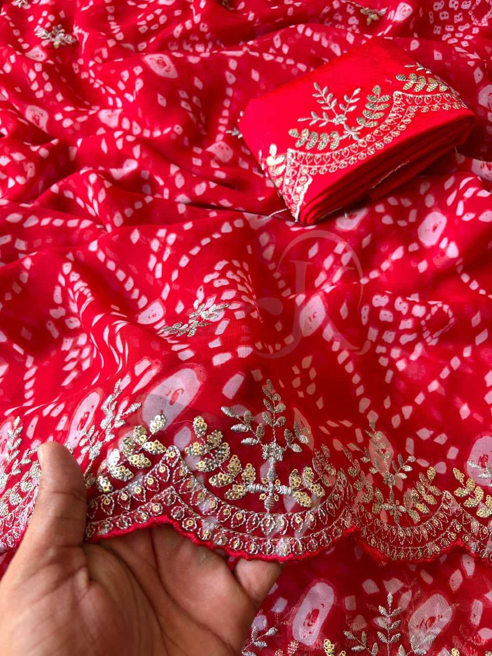 Anika Premium Georgette Designer Saree in Red