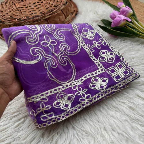 Ishana Premium Georgette Designer Saree in Purple