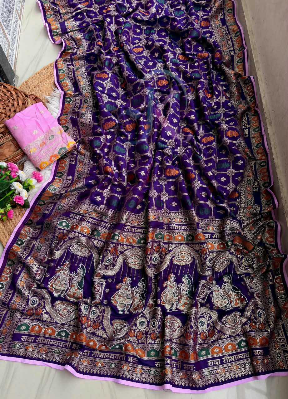 Dola Silk Saree in Navy Blue