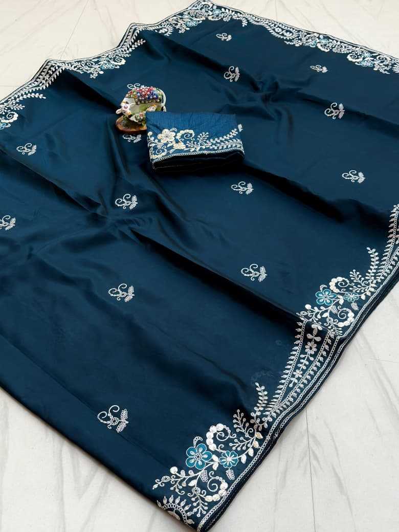 Pure Silk Soft Saree in Peacock Blue