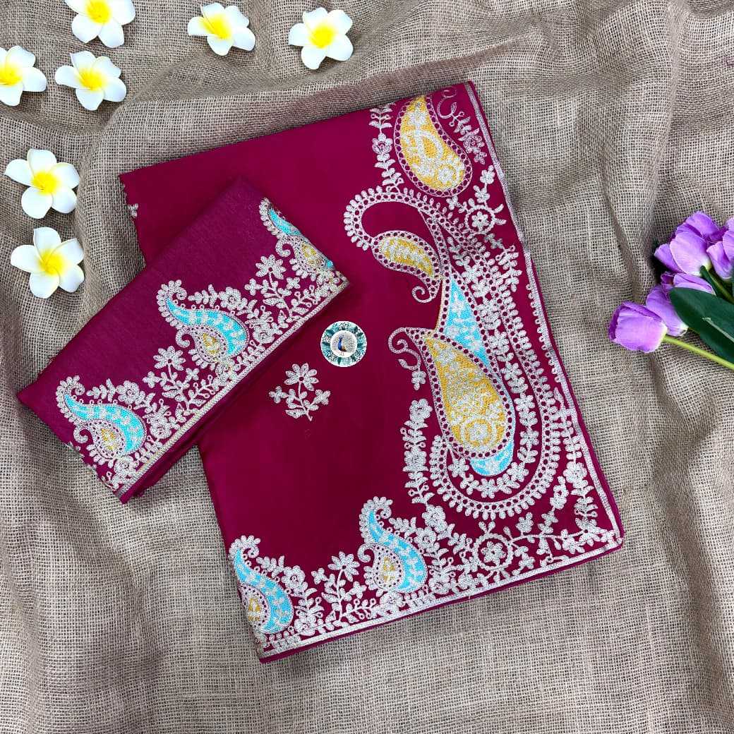 Pure Silk Soft Saree in Rani