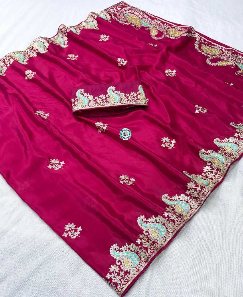 Pure Silk Soft Saree in Rani