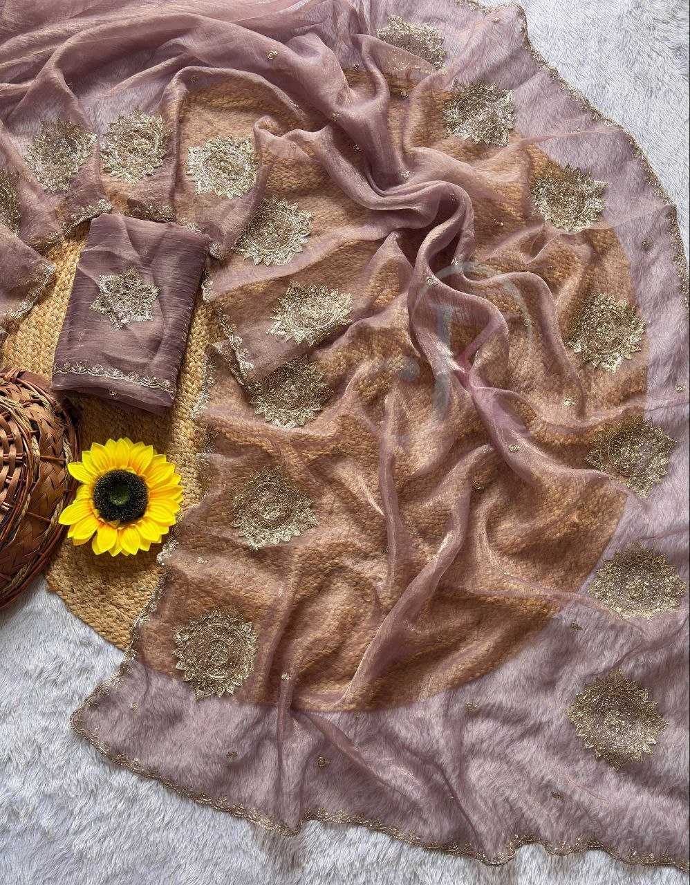 Chiffon Sequence Saree in Brink Pink