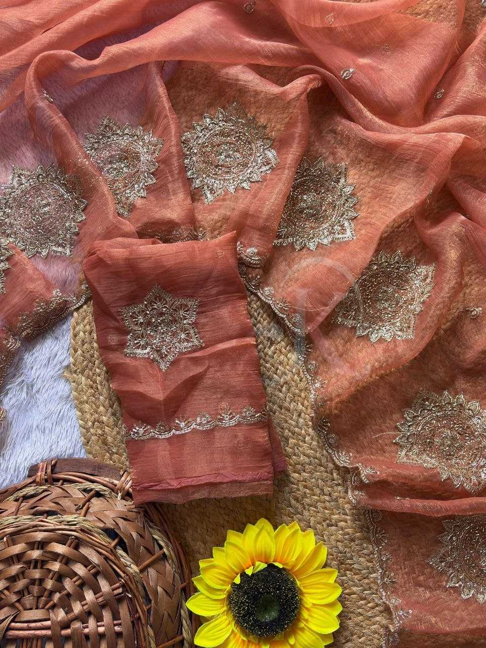 Chiffon Sequence Saree in Brink Pink