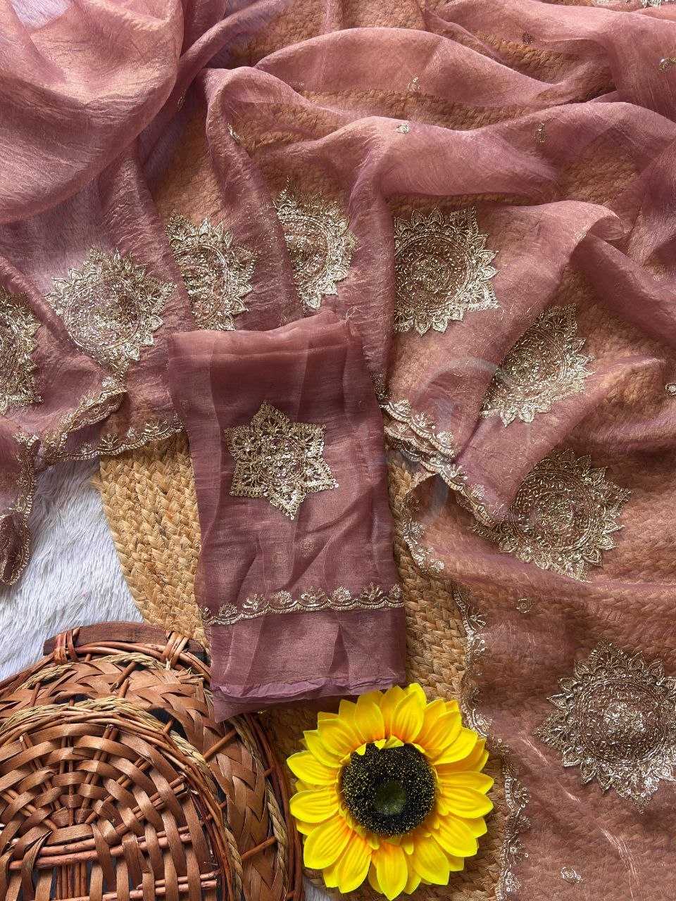 Chiffon Sequence Saree in Brink Pink