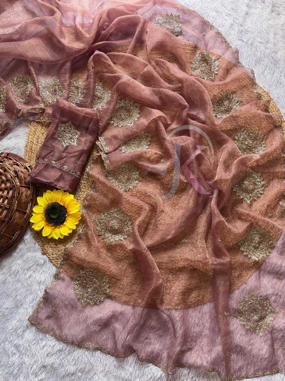 Chiffon Sequence Saree in Brink Pink