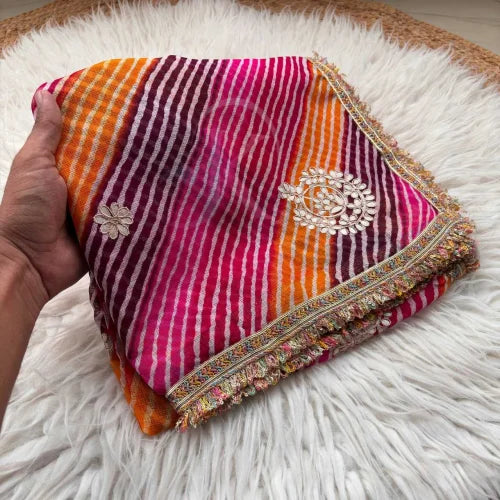Soft Kota Leheriya Saree in Sky Blue