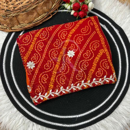 Premium Georgette Printed Saree in Yellow