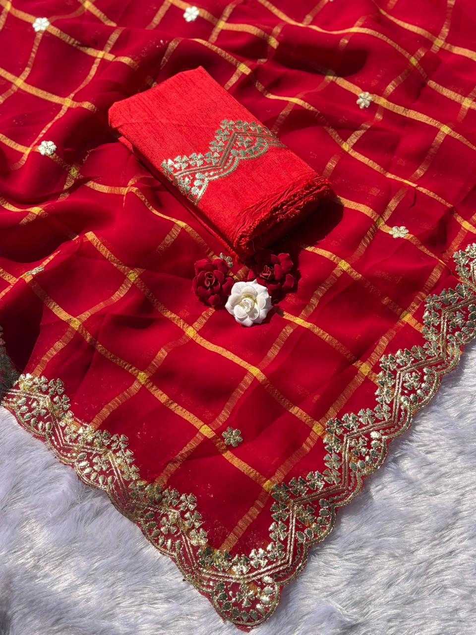 Premium Georgette Designer Saree in Pale Red