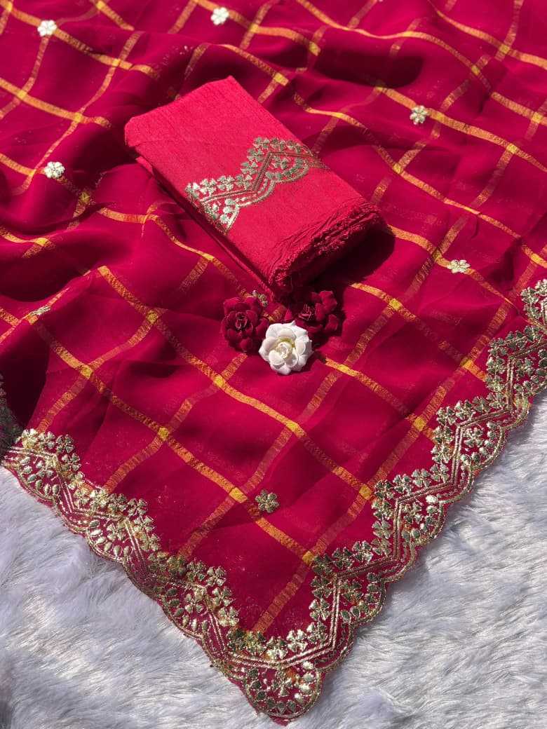 Premium Georgette Designer Saree in Pale Red