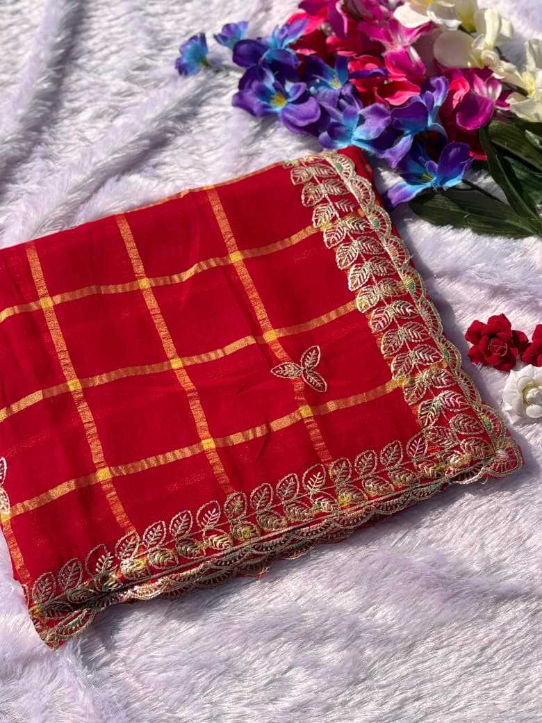 Premium Georgette Designer Saree in Pale Red
