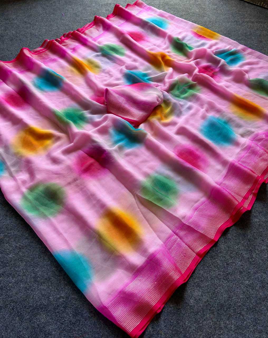 Premium Georgette Designer Saree in Hit Pink