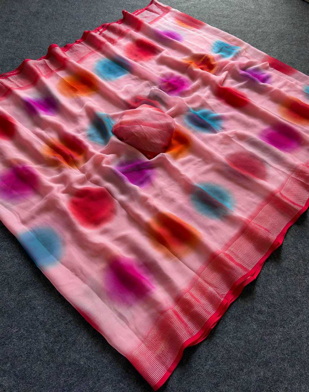 Premium Georgette Designer Saree in Hit Pink