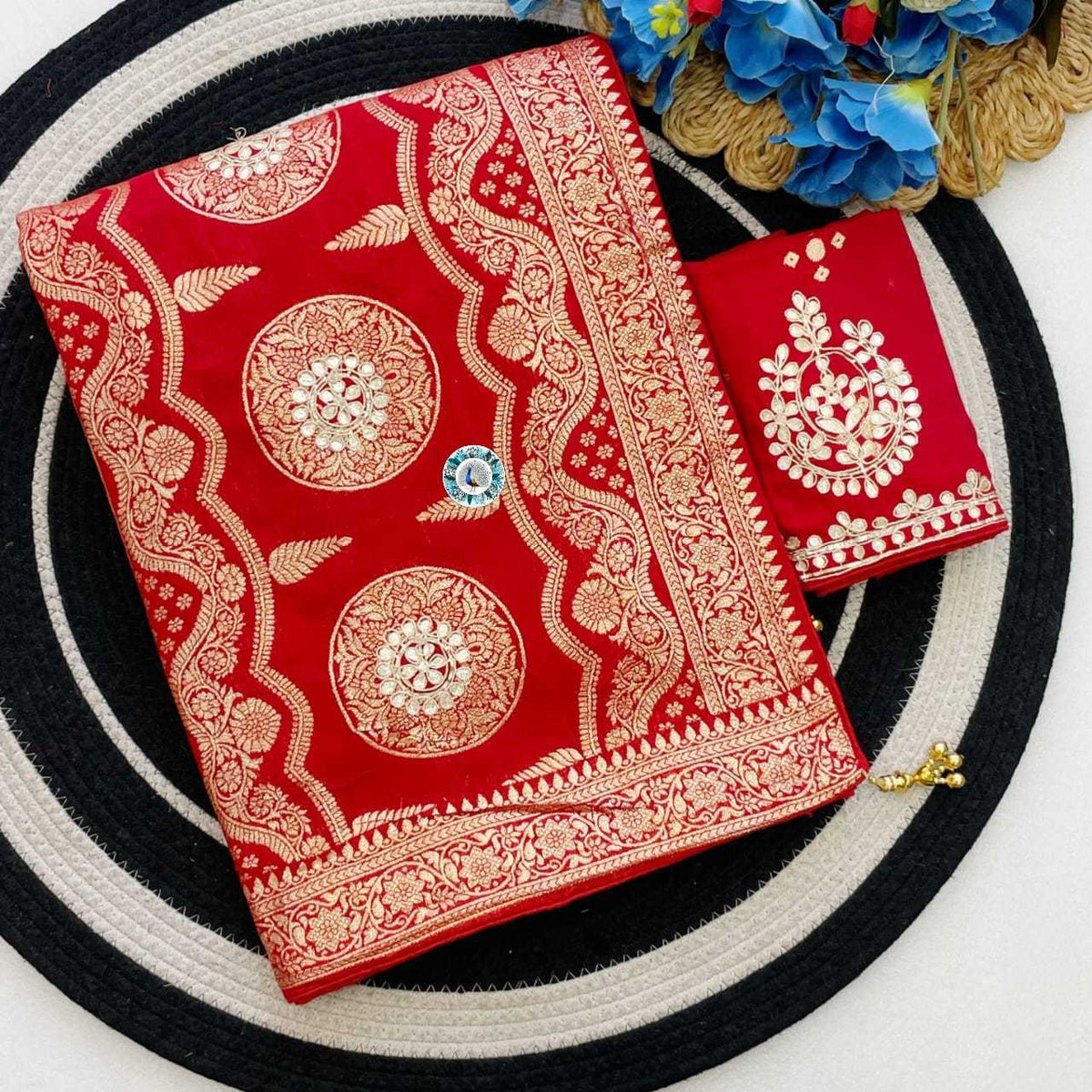 Soft Silk Saree in Blaze Orange