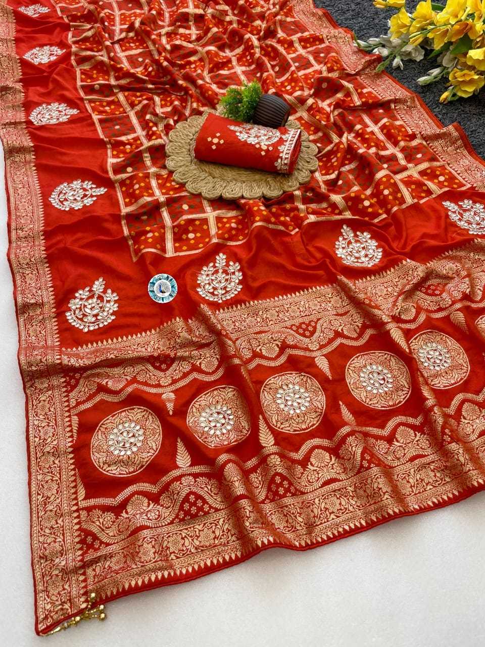 Soft Silk Saree in Blaze Orange