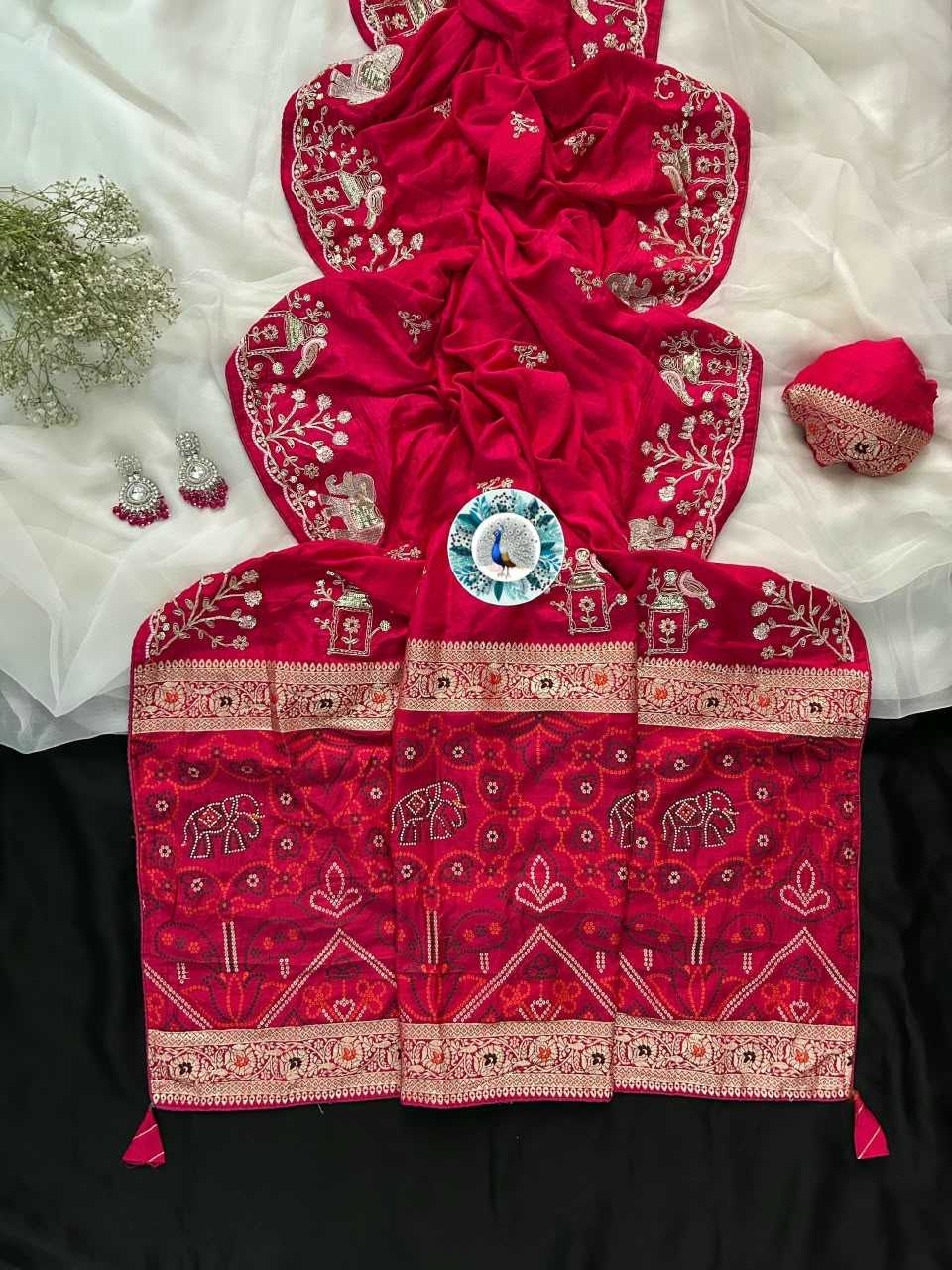 Soft Silk Saree in Light Red