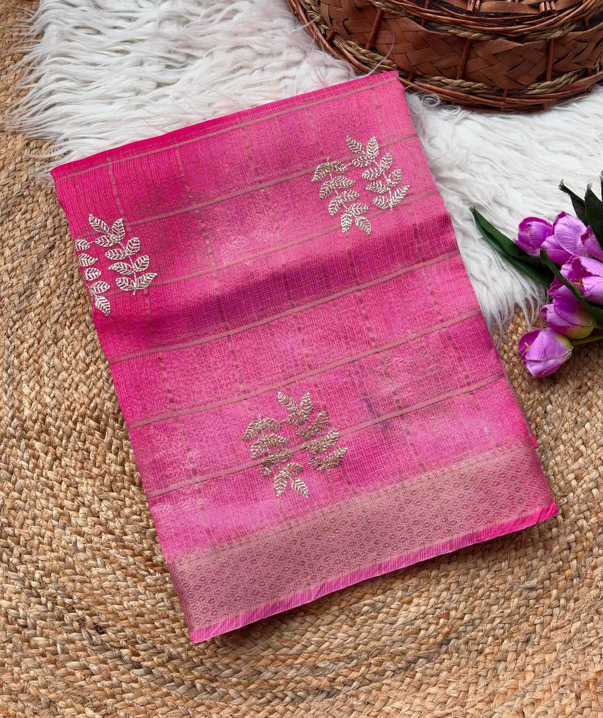 Kota Chex Designer Saree in Rani