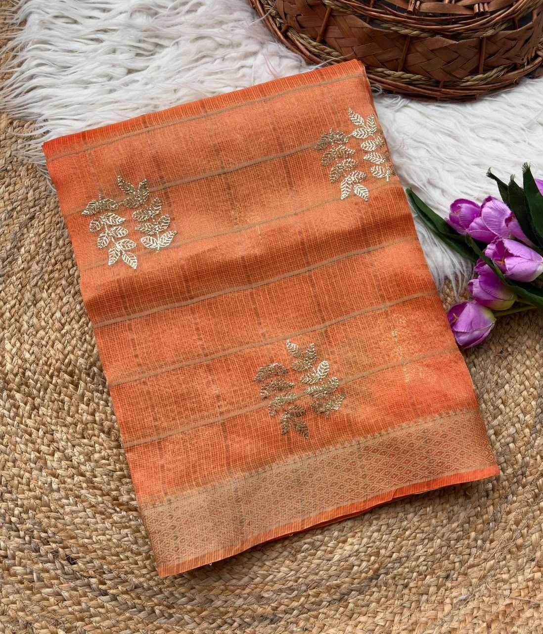 Kota Chex Designer Saree in Rani