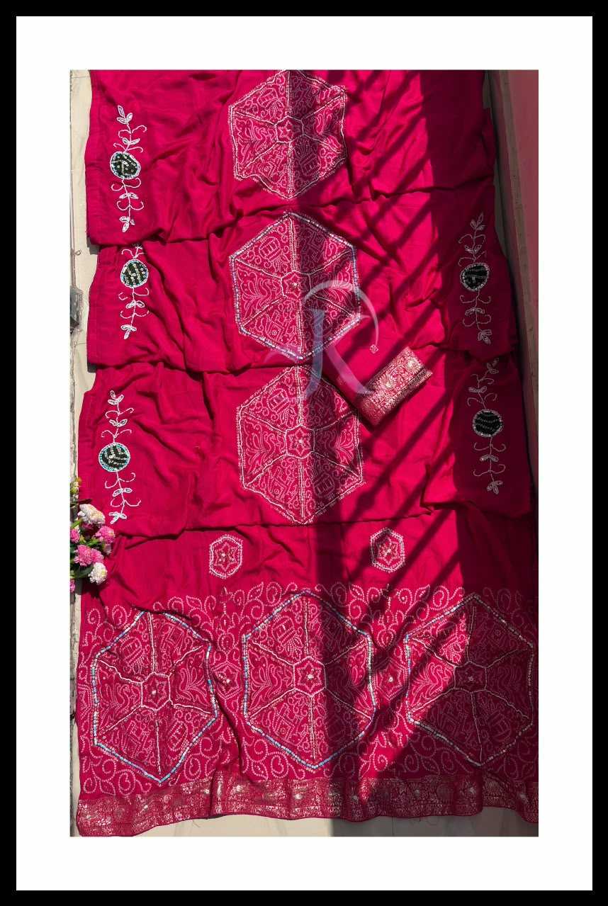 Viscose Sequence Saree in Red