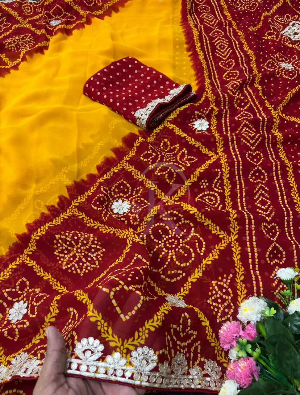 Premium Georgette Printed Saree in Red