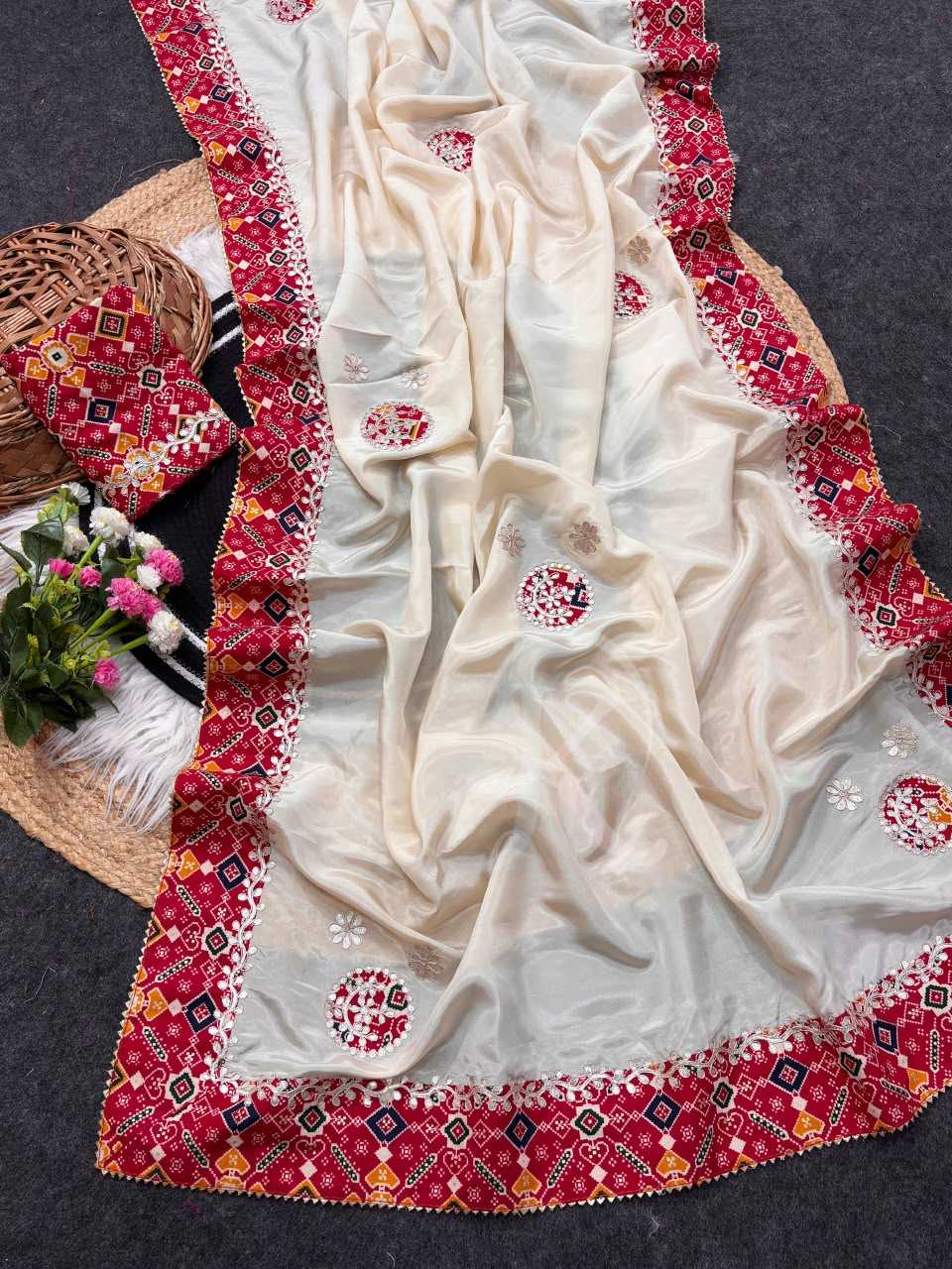 Fancy Designer Saree in White