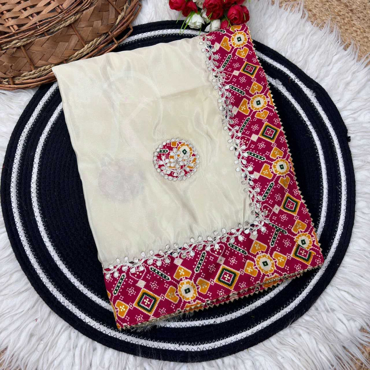 Fancy Designer Saree in White